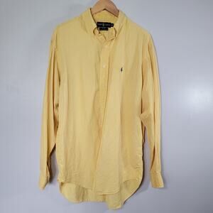 Ralph Lauren Blake Button Down Silk Linen Shirt Mens M Yellow Preppy Office Work